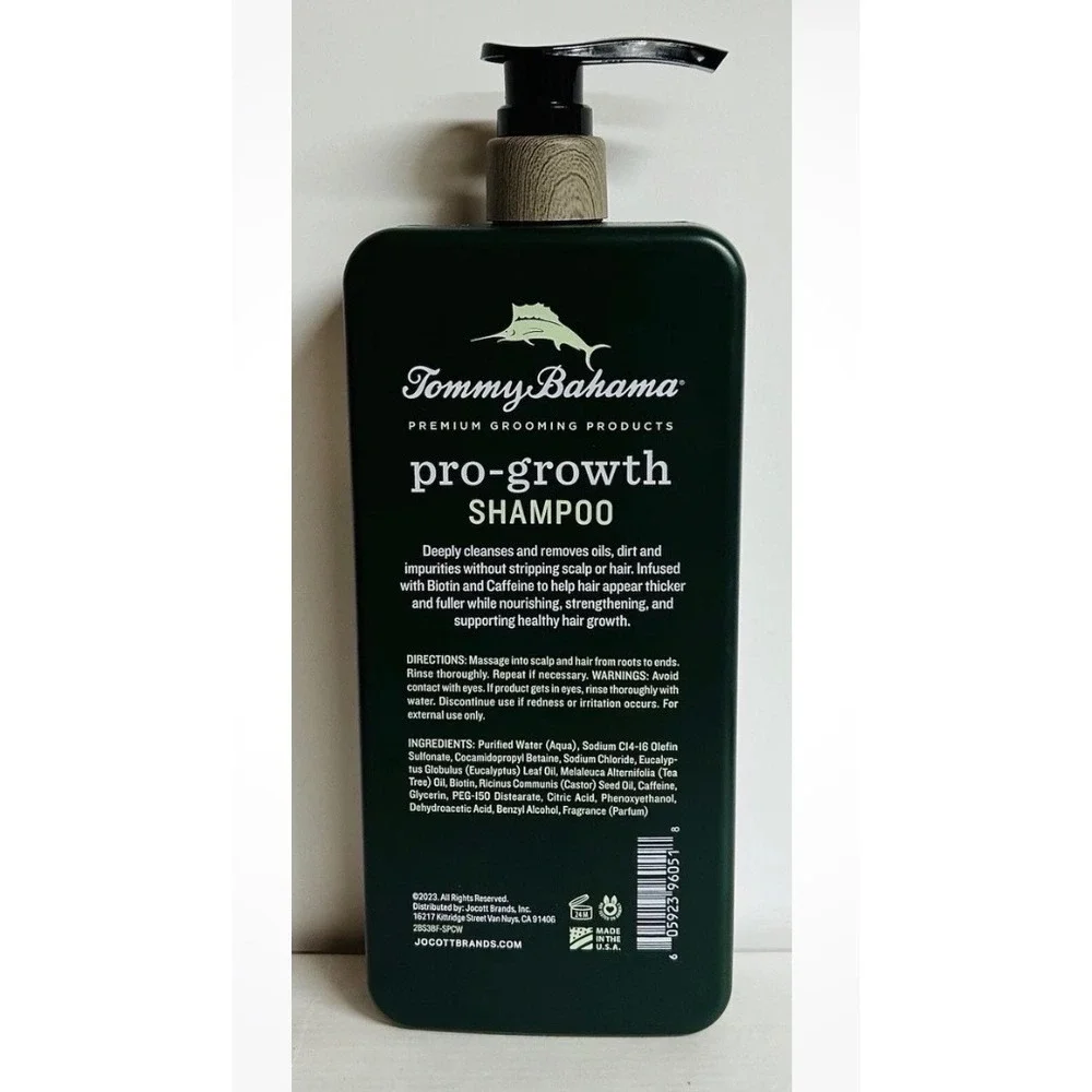 Tommy Bahama Pro-Growth Shampoo Mens 32oz Green New Biotin Caffeine Tea Tree